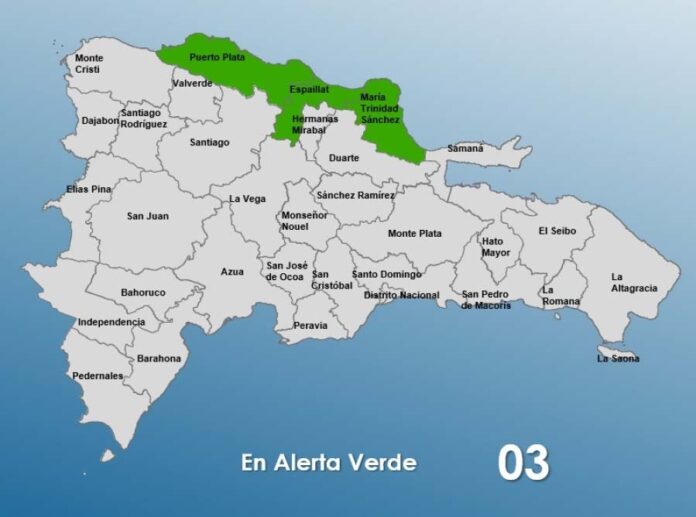 COE mantiene alerta verde en las provincias Espaillat, Puerto Plata y María Trinidad Sánchez