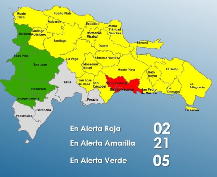 COE eleva al Gran Santo Domingo a alerta roja por intensas lluvias asociadas a vaguada