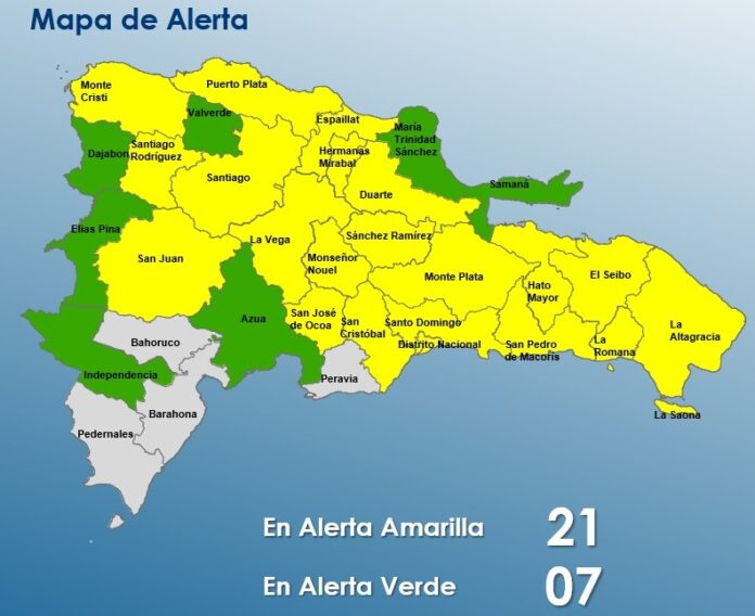 El COE mantiene 21 provincias bajo alerta amarilla y siete en verde por lluvias