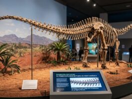 Vértebras caudales de diplodocus recuperadas en El Castellar (Teruel) y conservadas por la Fundación Dinópolis.