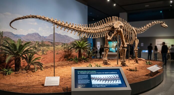 Vértebras caudales de diplodocus recuperadas en El Castellar (Teruel) y conservadas por la Fundación Dinópolis.