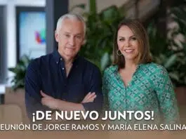 Jorge Ramos y María Elena Salinas, reunidos en un estudio digital moderno para su colaboración 'Tu voz- tu voto'.