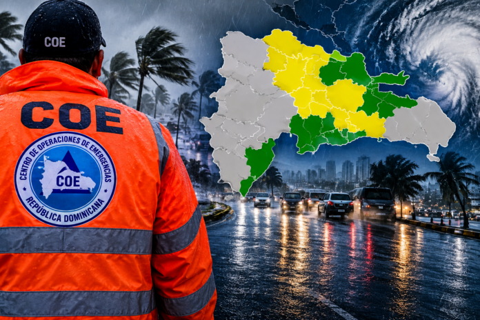 COE aumenta niveles de alerta en 16 provincias y el Distrito Nacional por incidencia de vaguada