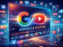 Cómo la Compra de YouTube por Parte de Google Transformó los Medios Globales y la Economía Creadora Ilustración conceptual de la adquisición de YouTube por parte de Google con interfaz tecnológica digital
